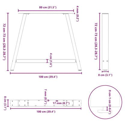 Gambe Tavolino da Caffè a A 2 pz Nero 100x(72-73) cm in Acciaio