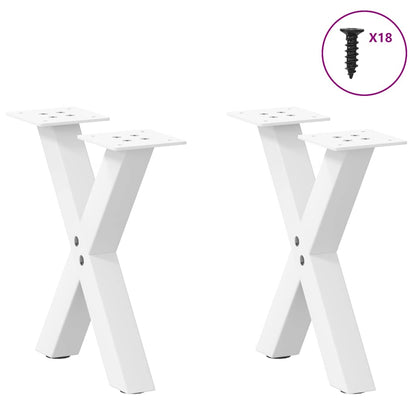 Gambe Tavolino da Caffè a X 2 pz Bianco 30x(30-31)cm in Acciaio