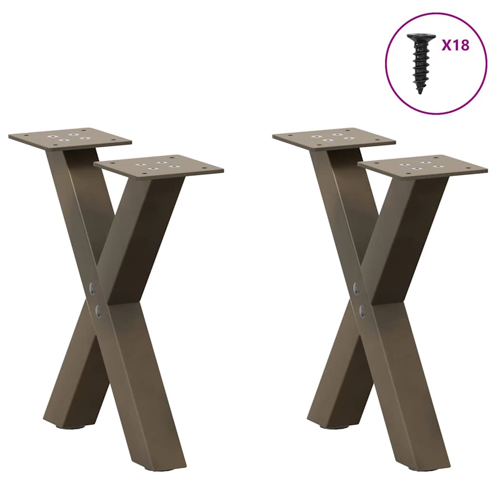 Gambe per Tavolino da Caffè forma X 2 pz Naturale 30x(30-31) cm