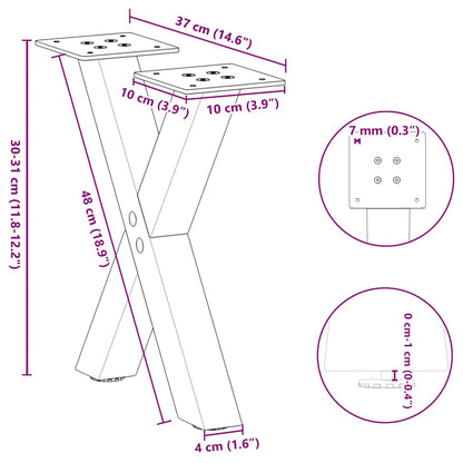 Gambe per Tavolino da Caffè forma X 2 pz Antracite 37x(30-31)cm
