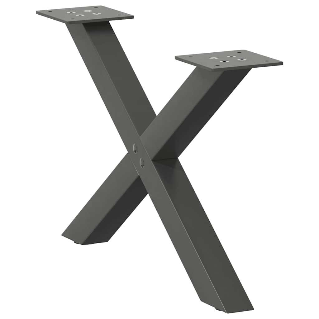 Gambe per Tavolino da Caffè forma X 2 pz Antracite 50x(30-31)cm