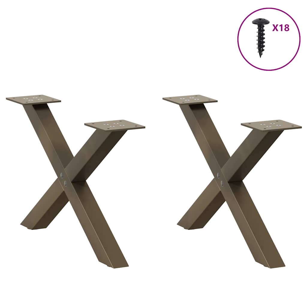 Gambe per Tavolino da Caffè forma X 2 pz Naturale 50x(30-31) cm