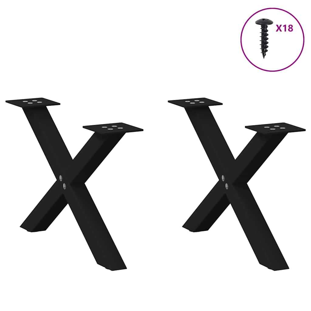 Gambe per Tavolino da Caffè a Forma di X 2 pz Nere 60x(30-31)cm
