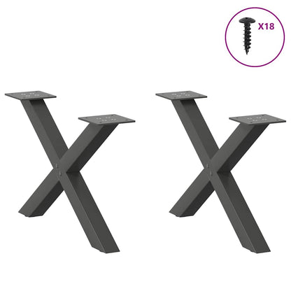 Gambe per Tavolino da Caffè forma X 2 pz Antracite 60x(30-31)cm
