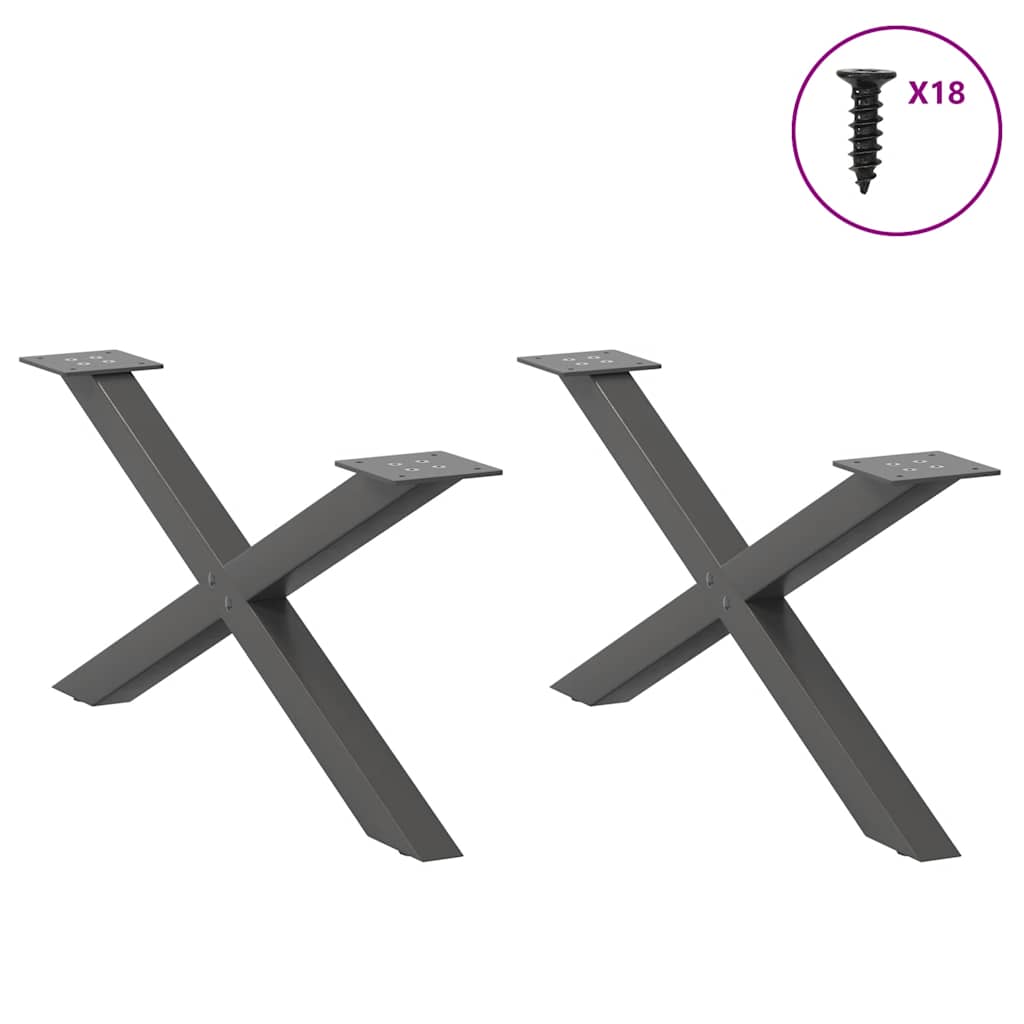 Gambe per Tavolino da Caffè forma X 2 pz 70x(30-31)cm