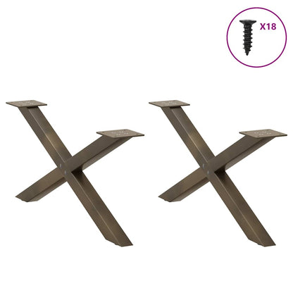 Gambe per Tavolino da Caffè forma X 2 pz Naturale 70x(30-31) cm