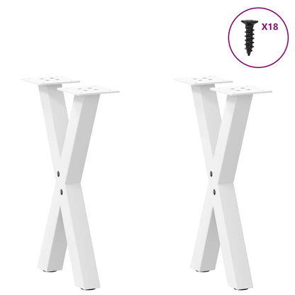 Gambe Tavolino Caffè a X 2 pz Bianco 28x(42-43) cm Acciaio