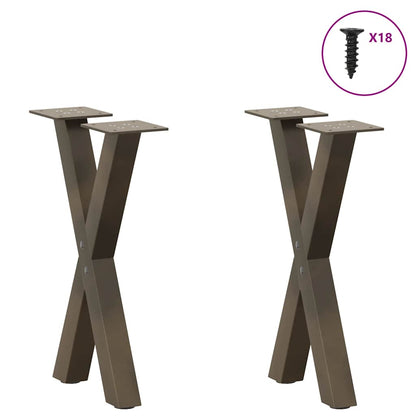 Gambe per Tavolino da Caffè forma X 2 pz Naturale 28x(42-43) cm
