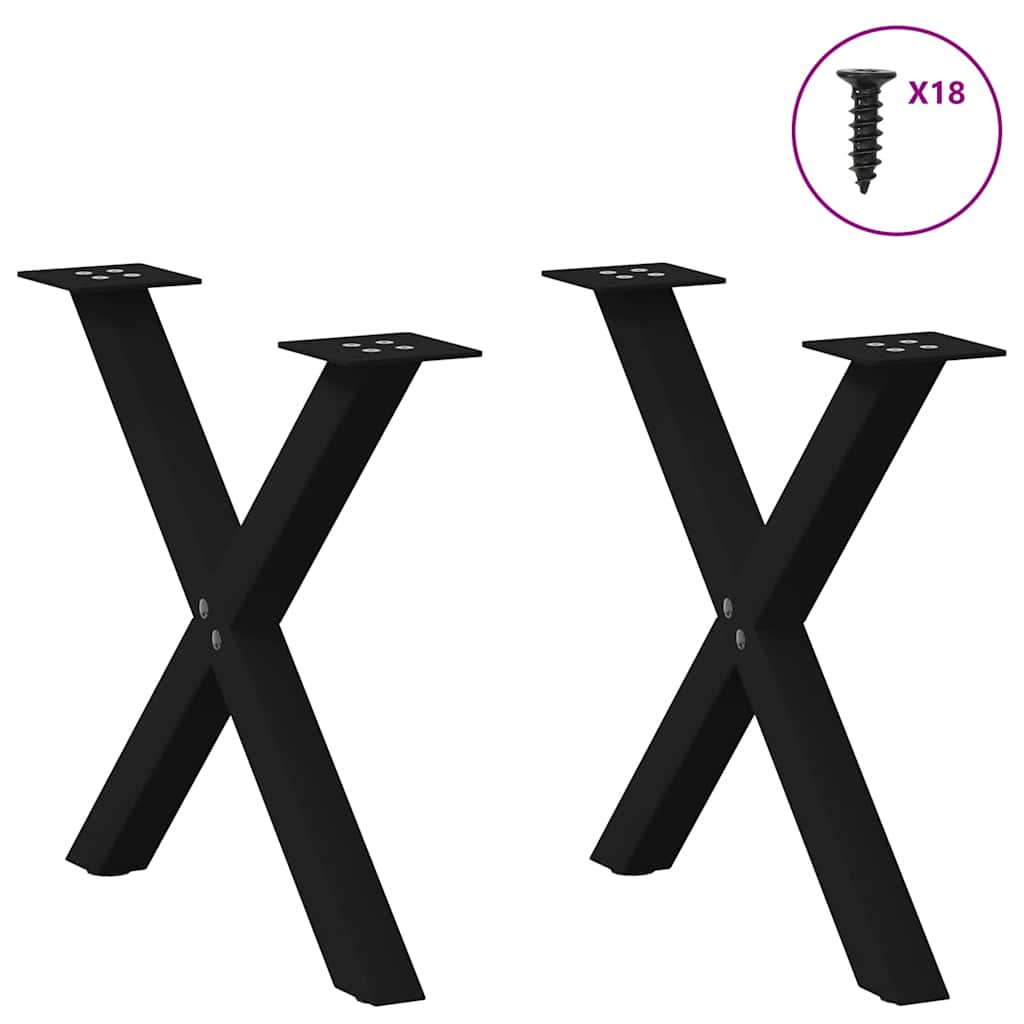 Gambe per Tavolino da Caffè a Forma di X 2 pz Nere 50x(42-43)cm