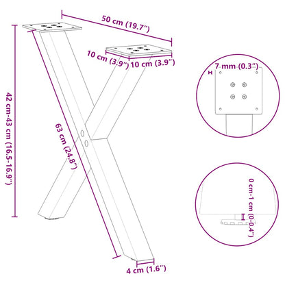 Gambe Tavolino Caffè a X 2 pz Bianco 50x(42-43) cm Acciaio