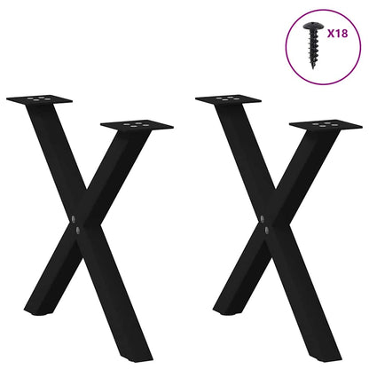 Gambe per Tavolino da Caffè a Forma di X 2 pz Nere 60x(42-43) cm Acciaio