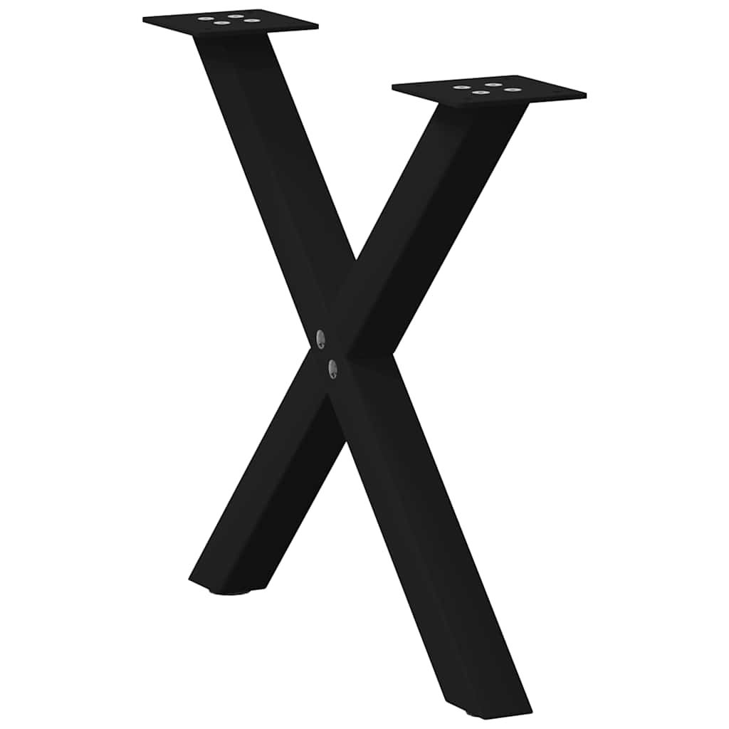 Gambe per Tavolino da Caffè a Forma di X 2 pz Nere 60x(42-43) cm Acciaio