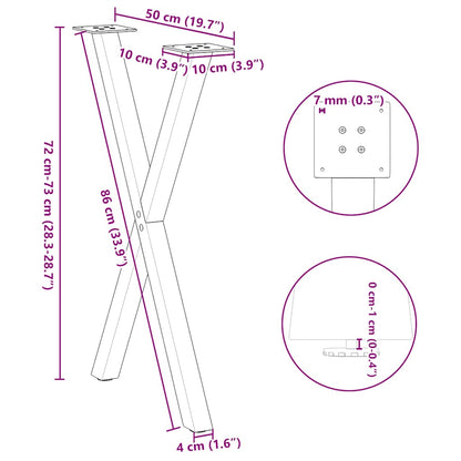 Gambe Tavolo Pranzo Forma X 2pz Bianco 50x(72-73)cm Acciaio