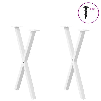 Gambe per tavolo da pranzo a forma di X 2 pz bianche 57x(72-73) cm in acciaio