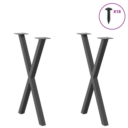 Gambe per tavolo da pranzo forma X 2 pz Antracite 57x(72-73) cm
