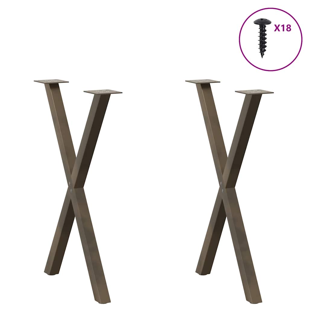 Gambe per tavolo da pranzo a forma di X 2 pz in acciaio naturale 57x(72-73) cm - homemem39