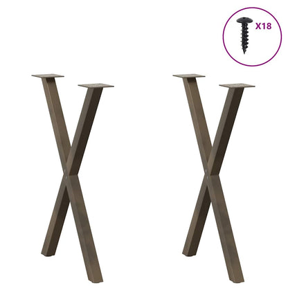 Gambe per tavolo da pranzo a forma di X 2 pz in acciaio naturale 57x(72-73) cm - homemem39