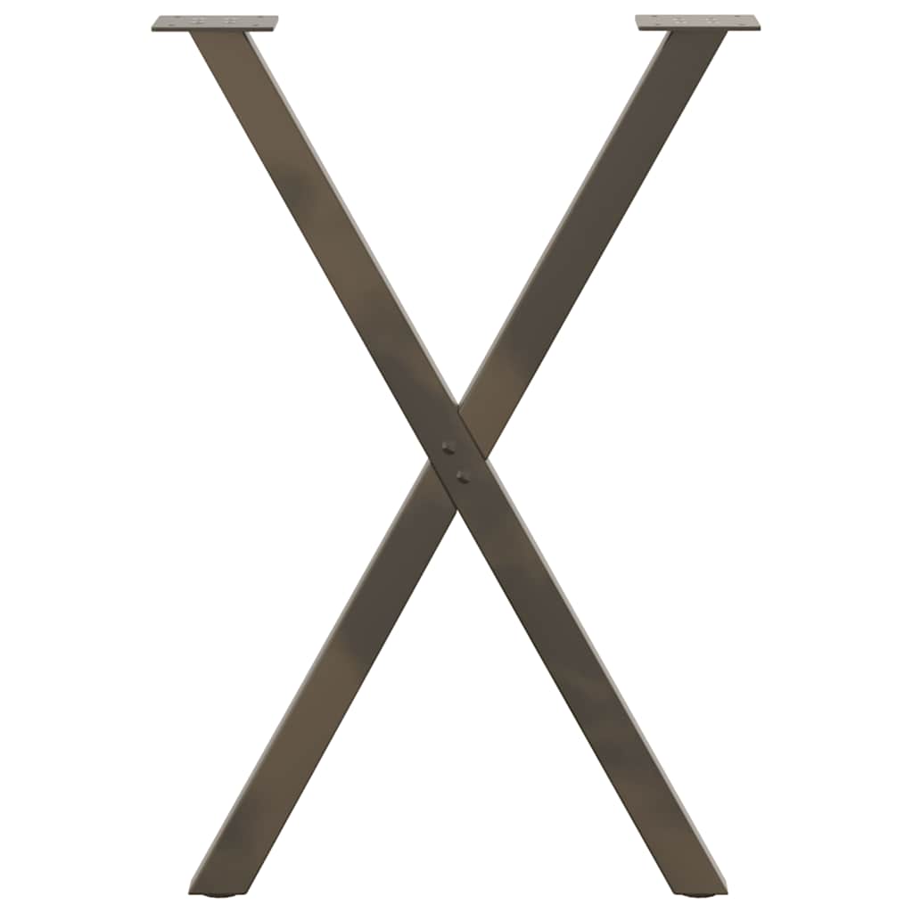 Gambe per tavolo da pranzo a forma di X 2 pz in acciaio naturale 57x(72-73) cm - homemem39