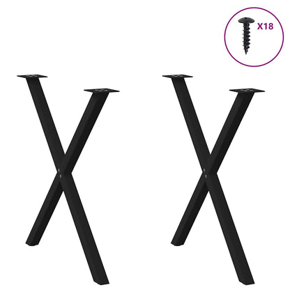 Gambe per tavolo da pranzo a forma di X 2 pz nere 80x(72-73) cm