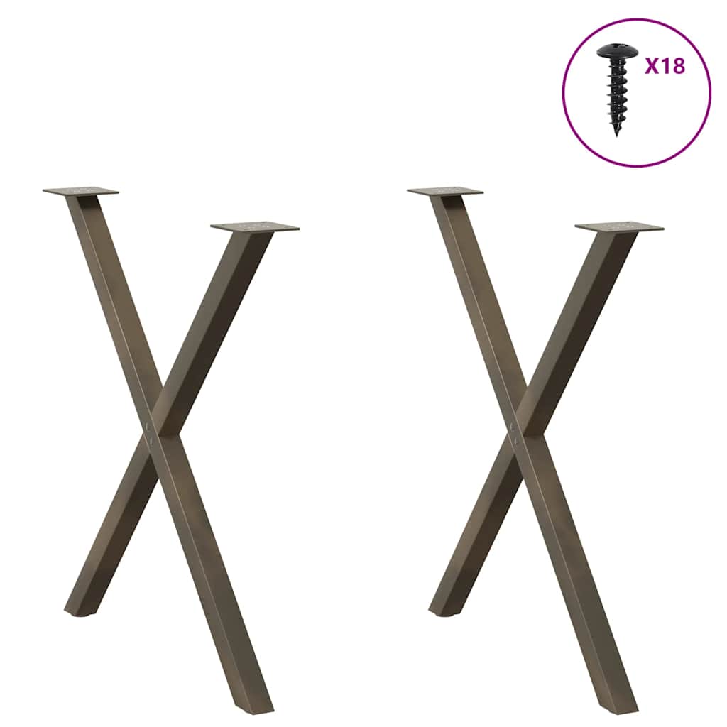 Gambe per tavolo da pranzo forma X 2 pz naturale 80x(72-73) cm
