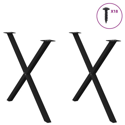 Gambe per tavolo da pranzo a forma di X 2 pz nere 90x(72-73) cm