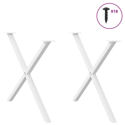 Gambe per tavolo da pranzo forma X 2 pz bianche 90x(72-73) cm