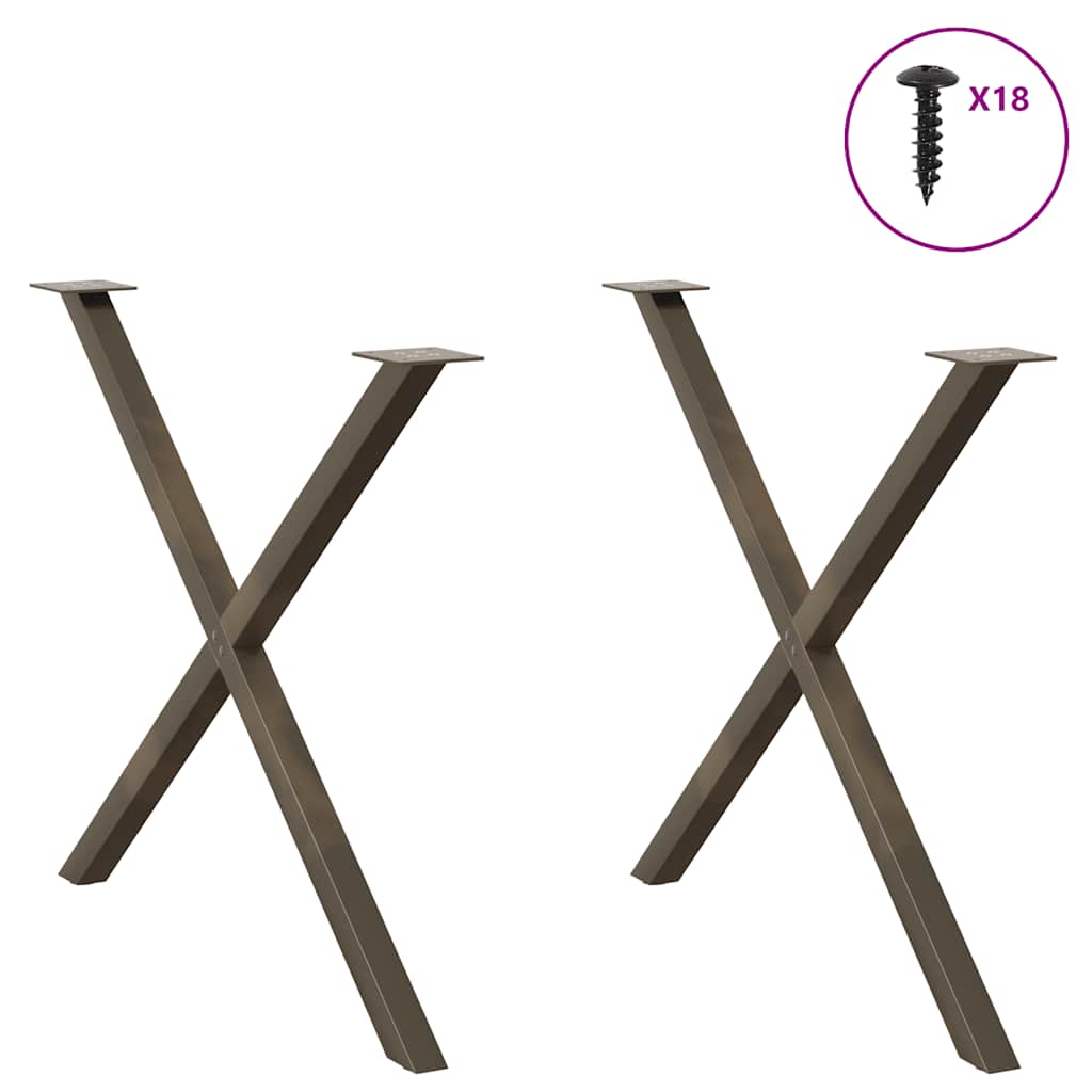 Gambe per tavolo da pranzo forma X 2 pz naturale 90x(72-73) cm