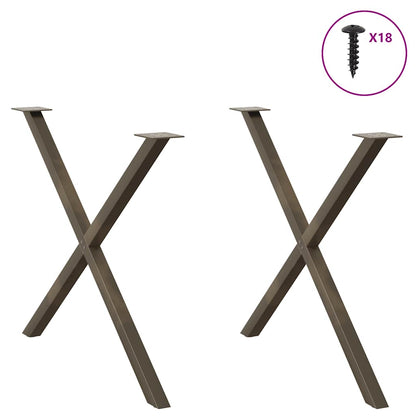 Gambe per tavolo da pranzo forma X 2 pz naturale 90x(72-73) cm