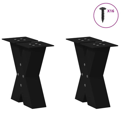 Gambe Tavolino da Caffè a X 2 pz Nero 30x(30-31) cm in Acciaio