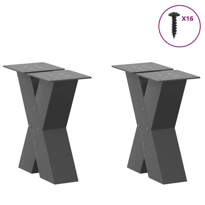 Gambe per Tavolino da Caffè forma X 2 pz Antracite 30x(30-31)cm
