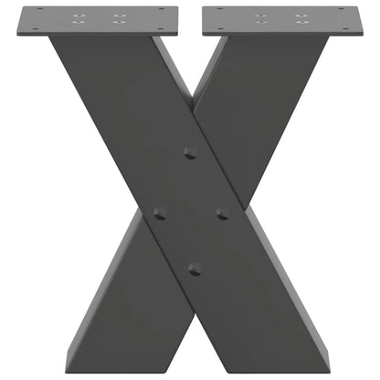 Gambe per Tavolino da Caffè forma X 2 pz Antracite 30x(30-31)cm