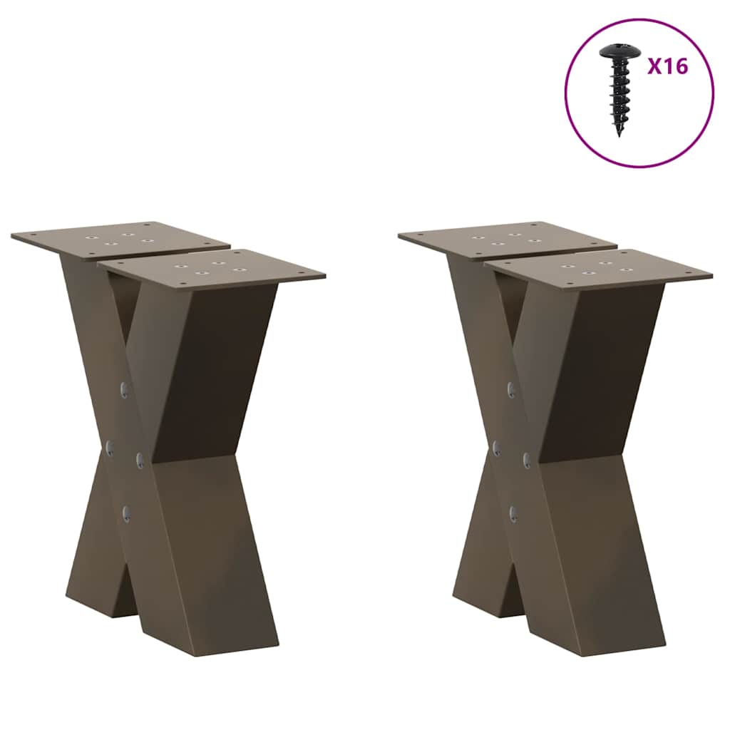 Gambe per Tavolino da Caffè forma X 2 pz Naturale 30x(30-31) cm