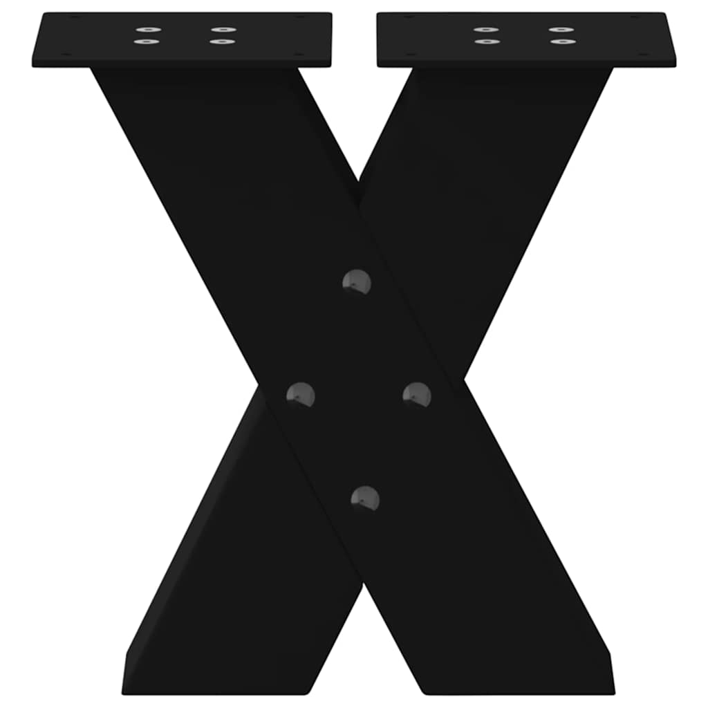 Gambe per Tavolino da Caffè a Forma di X 2 pz Nere 40x(30-31) cm Acciaio