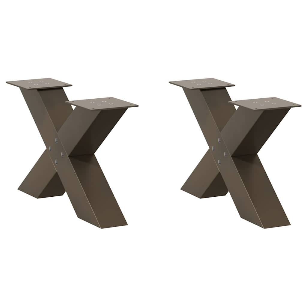 Gambe per Tavolino da Caffè forma X 2 pz Naturale 50x(30-31) cm