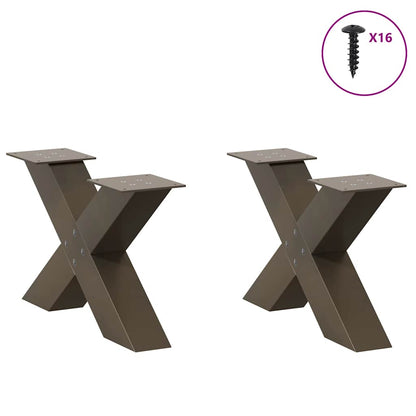 Gambe per Tavolino da Caffè forma X 2 pz Naturale 50x(30-31) cm