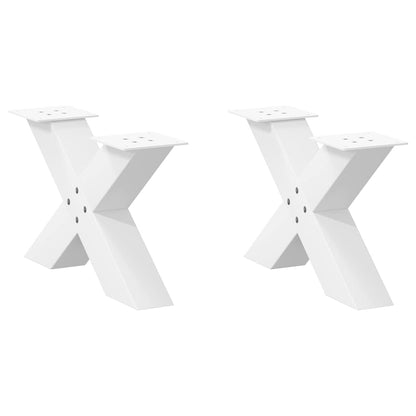 Gambe Tavolino da Caffè a X 2 pz Bianco 60x(30-31)cm in Acciaio