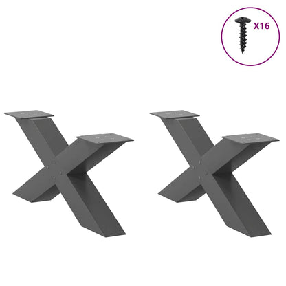 Gambe per Tavolino da Caffè forma X 2 pz Antracite 70x(30-31)cm