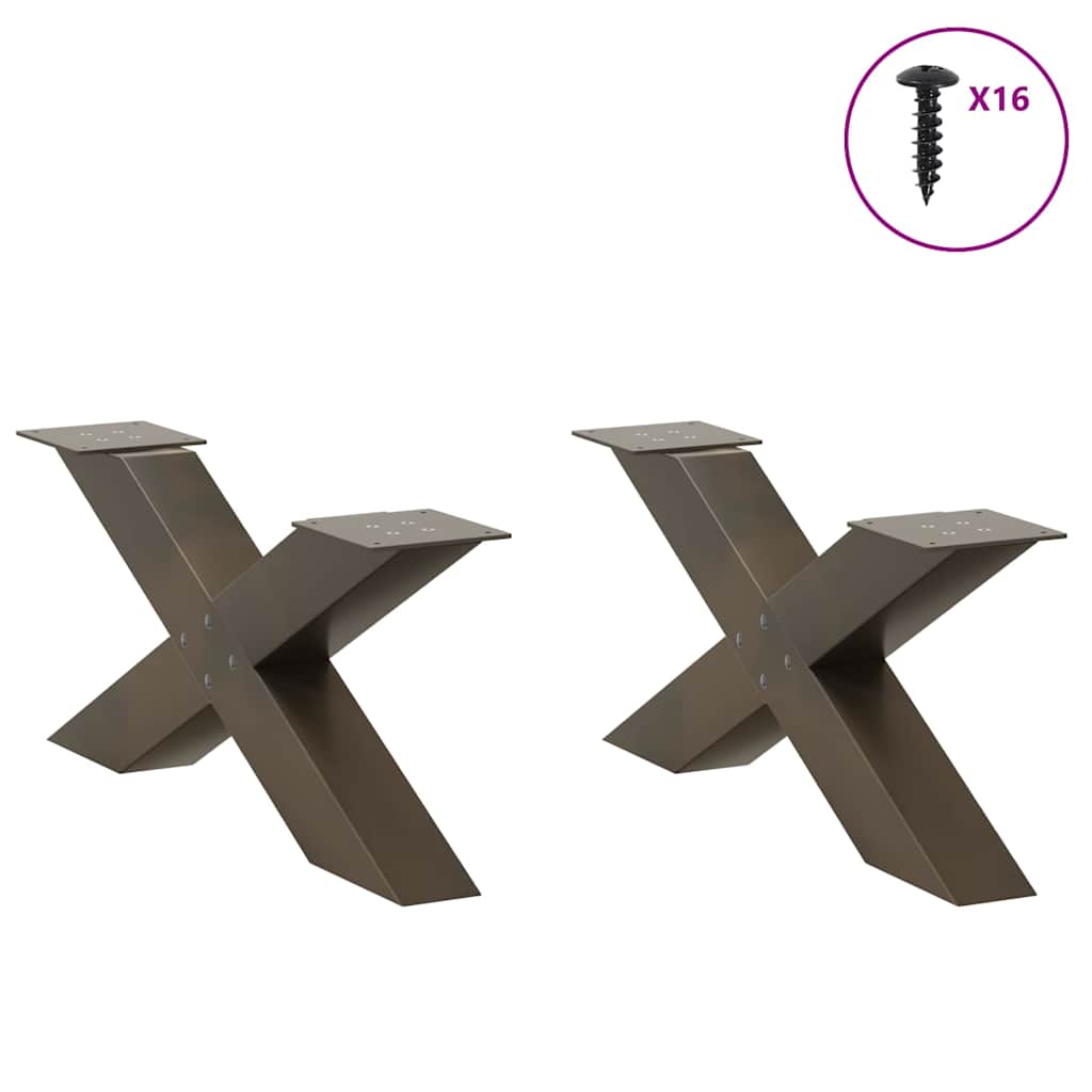 Gambe per Tavolino da Caffè forma X 2 pz Naturale 70x(30-31) cm