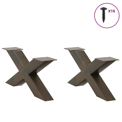 Gambe per Tavolino da Caffè forma X 2 pz Naturale 70x(30-31) cm