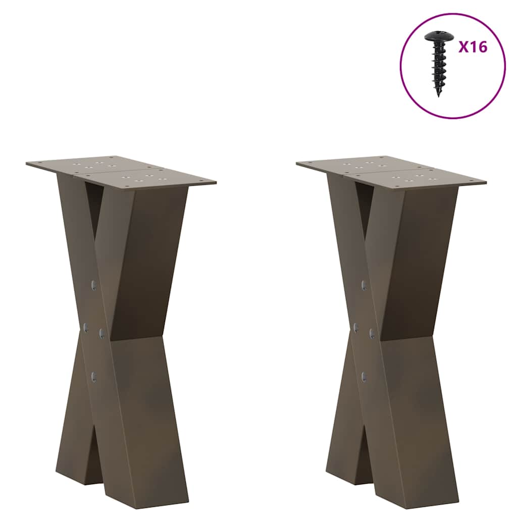 Gambe per Tavolino da Caffè forma X 2 pz Naturale 28x(42-43) cm