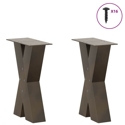Gambe per Tavolino da Caffè forma X 2 pz Naturale 28x(42-43) cm