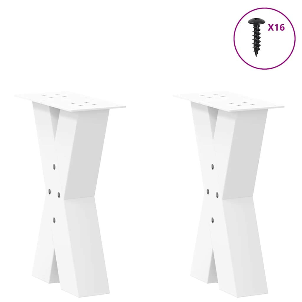 Gambe per Tavolino da Caffè forma X 2 pz Bianche 38x(42-43) cm