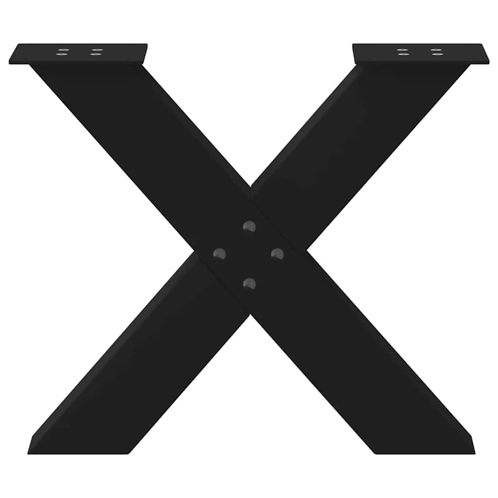 Gambe per Tavolino da Caffè a Forma di X 2 pz Nere 50x(42-43)cm