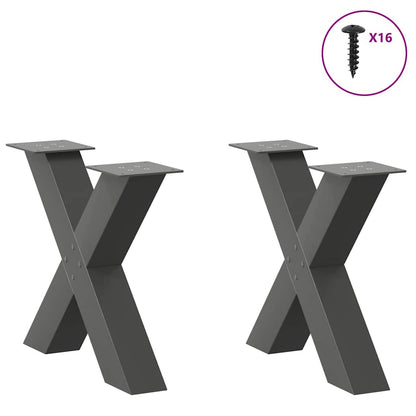 Gambe per Tavolino da Caffè a Forma di X 2 pz Antracite 50x(42-43) cm Acciaio