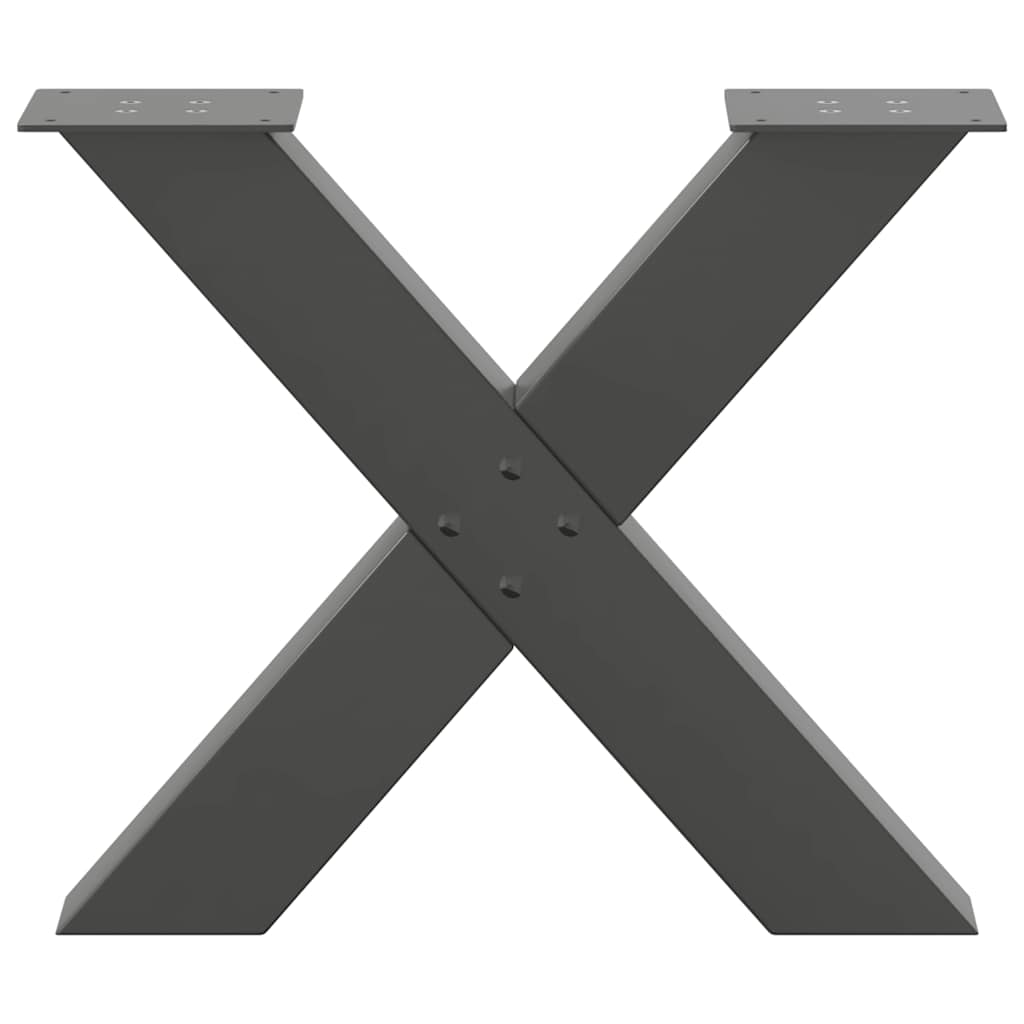 Gambe per Tavolino da Caffè a Forma di X 2 pz Antracite 50x(42-43) cm Acciaio