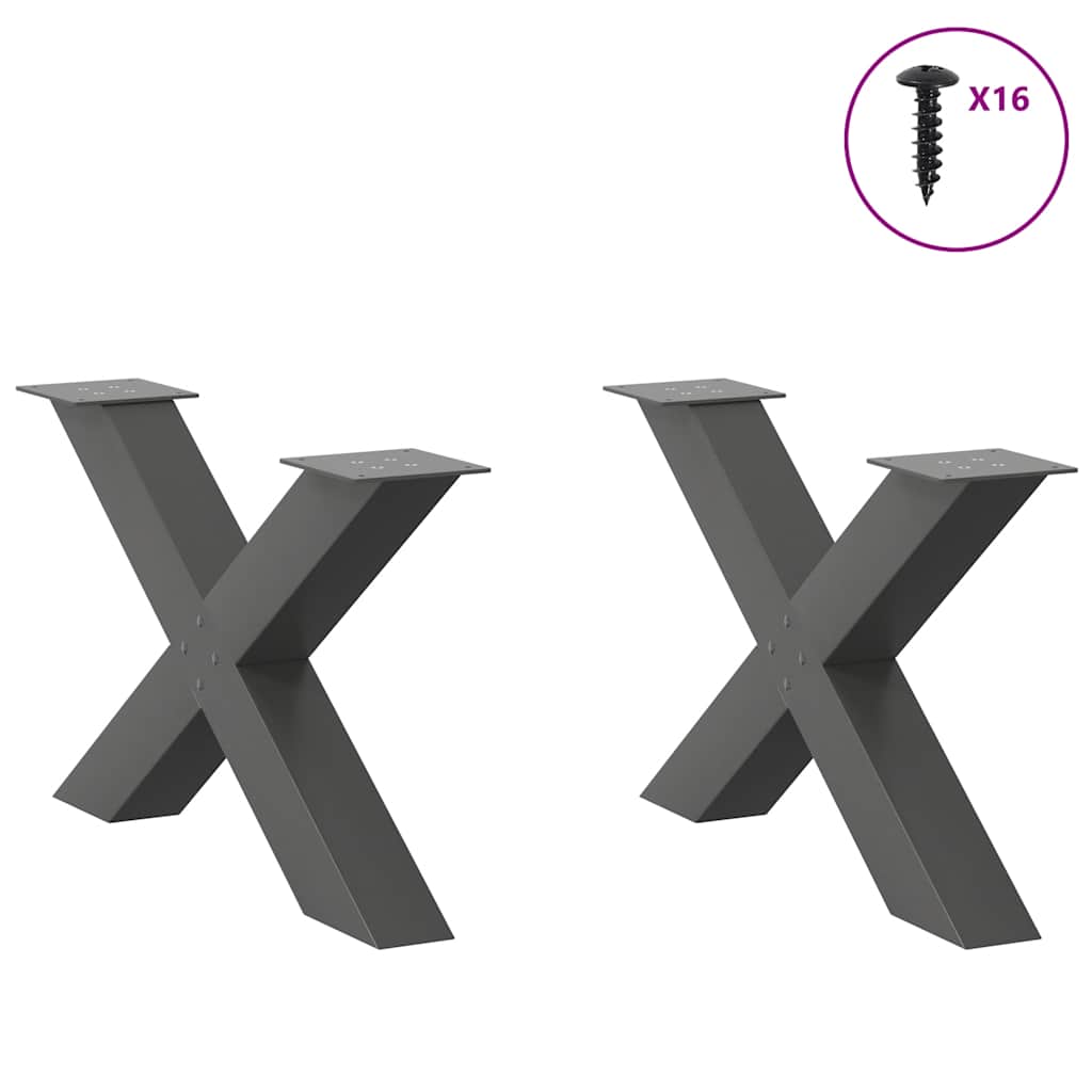 Gambe per Tavolino da Caffè forma X 2 pz 60x(42-43)