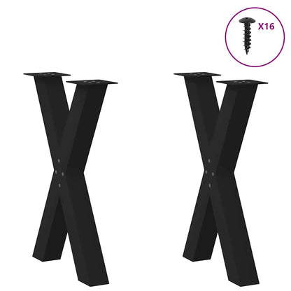 Gambe per tavolo da pranzo a forma di X 2 pz nere 50x(72-73) cm