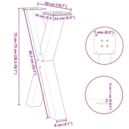 Gambe per tavolo da pranzo forma X 2 pz Antracite 50x(72-73) cm