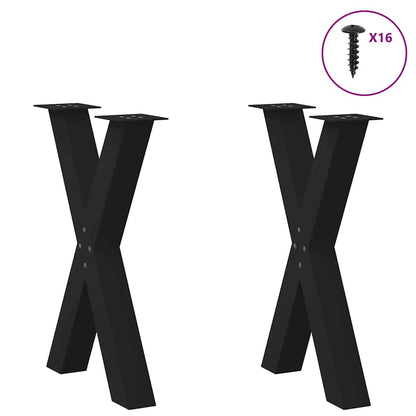 Gambe per tavolo da pranzo a forma di X 2 pz nere 90x(72-73)