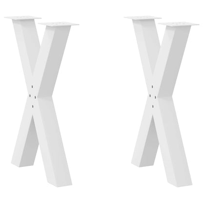 Gambe per tavolo da pranzo forma X 2 pz bianche 60x(72-73) cm